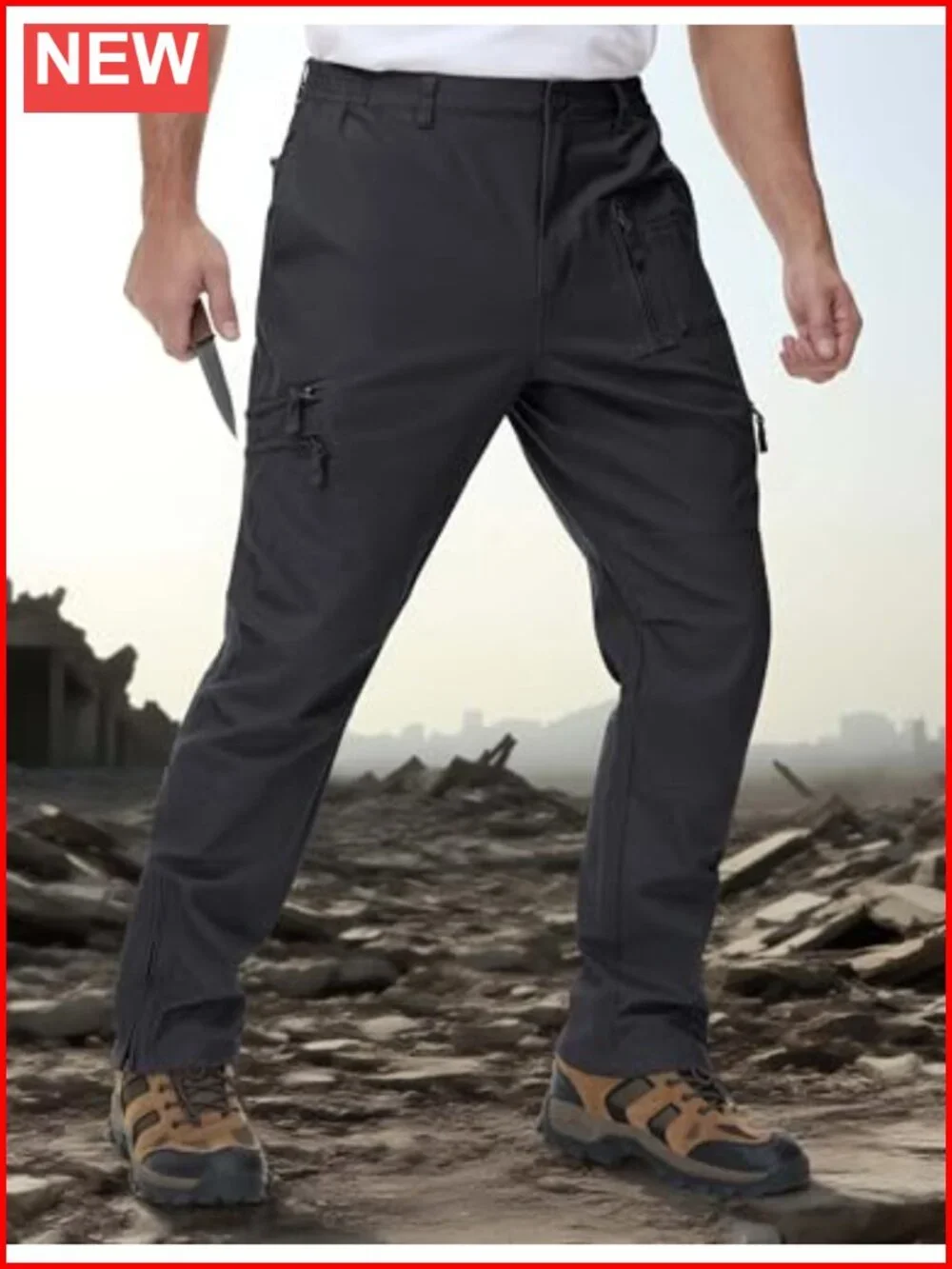 Tactical Cargo Pants with 9 Pockets, Cotton, Work Trousers for Men